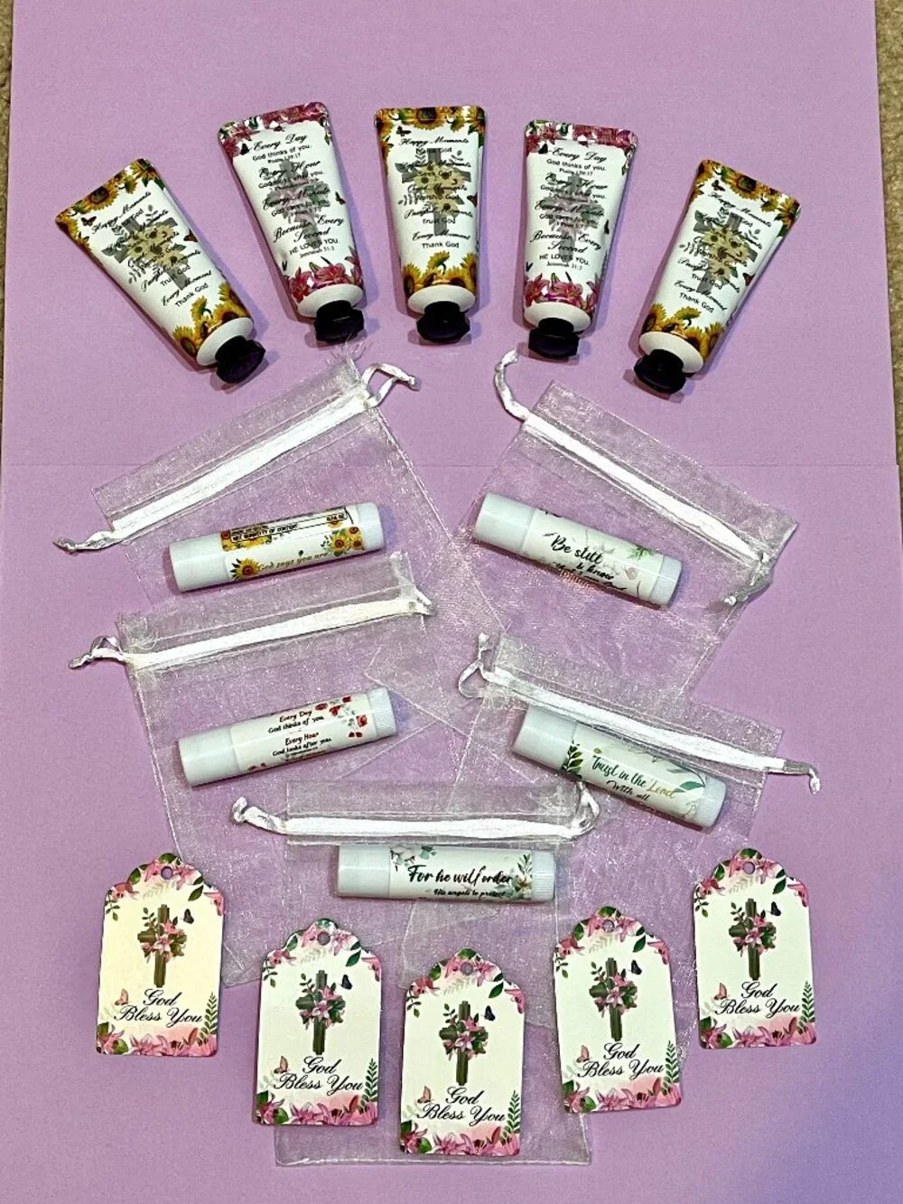 Christian Gift Bundle Set of 5 | Hand Cream, Lip Balm, Scripture Card